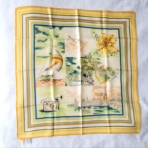 Talbots Yellow Square Silk Scarf